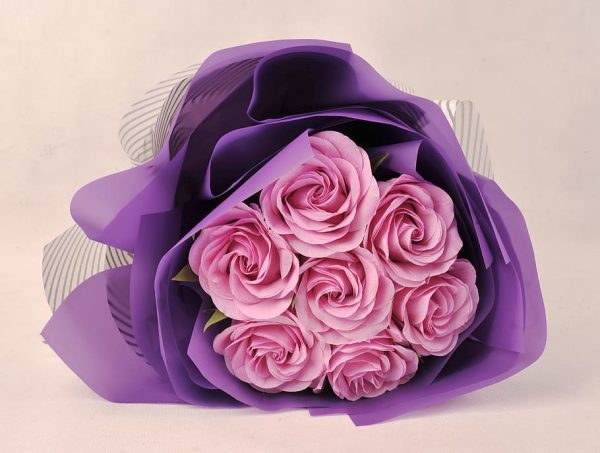 flor de papel rosa ramo ecologico